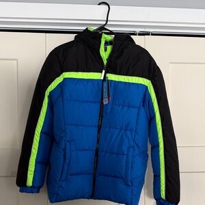 ZeroXposur Kids Puffer Jacket in Blue, Black, and Neon Green NWT